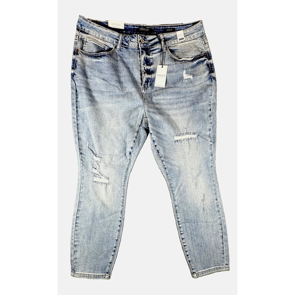 Judy Blue Skinny Jeans Denim 22W Distressed Stretch Boho Light Wash High Rise